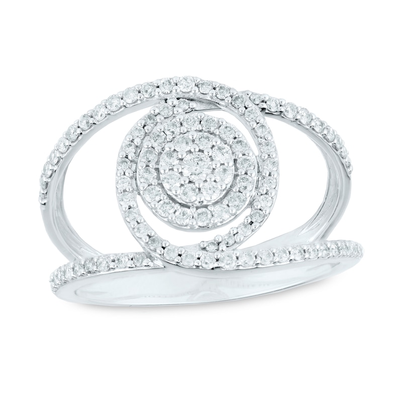 0.50 CT. T.W. Multi-Diamond Split Shank Orbit Engagement Ring in 10K White Gold