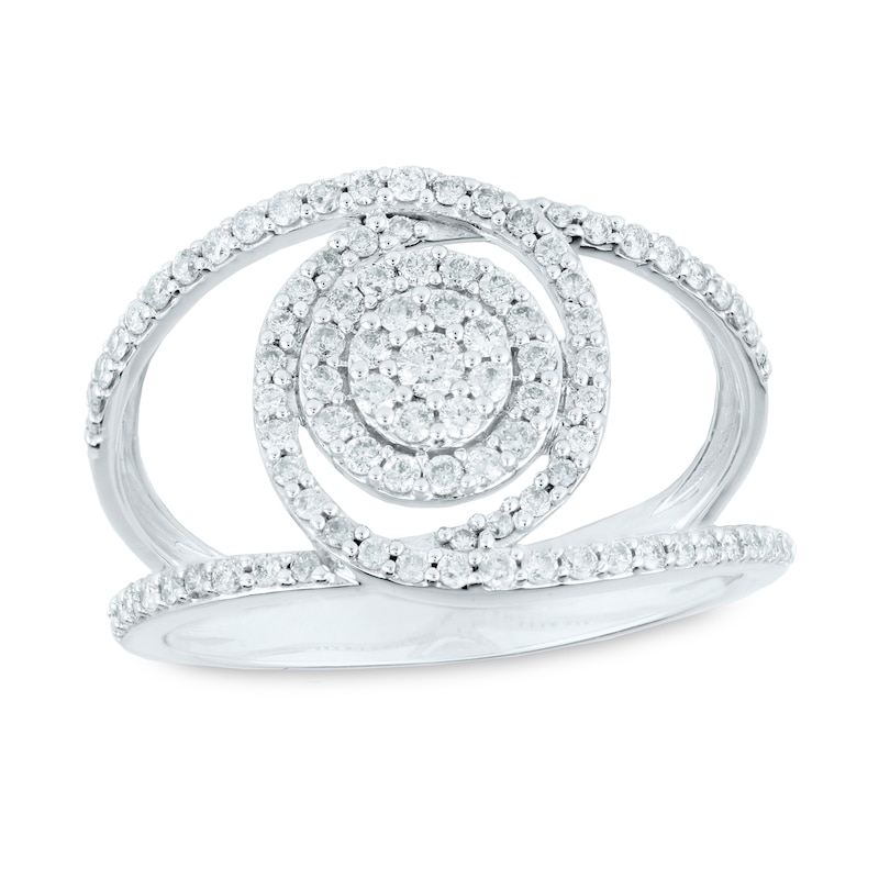 0.50 CT. T.W. Multi-Diamond Split Shank Orbit Engagement Ring in 10K White Gold|Peoples Jewellers