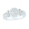 0.50 CT. T.W. Multi-Diamond Frame Double Row Shank Engagement Ring in 10K White Gold