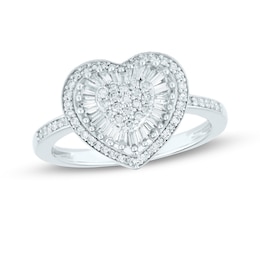 0.50 CT. T.W. Heart-Shaped Multi-Diamond Ring in 10K White Gold