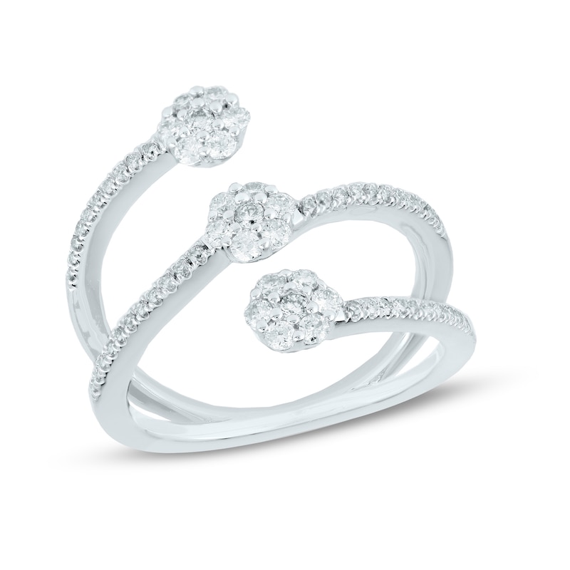 0.33 CT. T.W. Multi-Diamond Open Split Shank Trio Ring in 10K White Gold|Peoples Jewellers