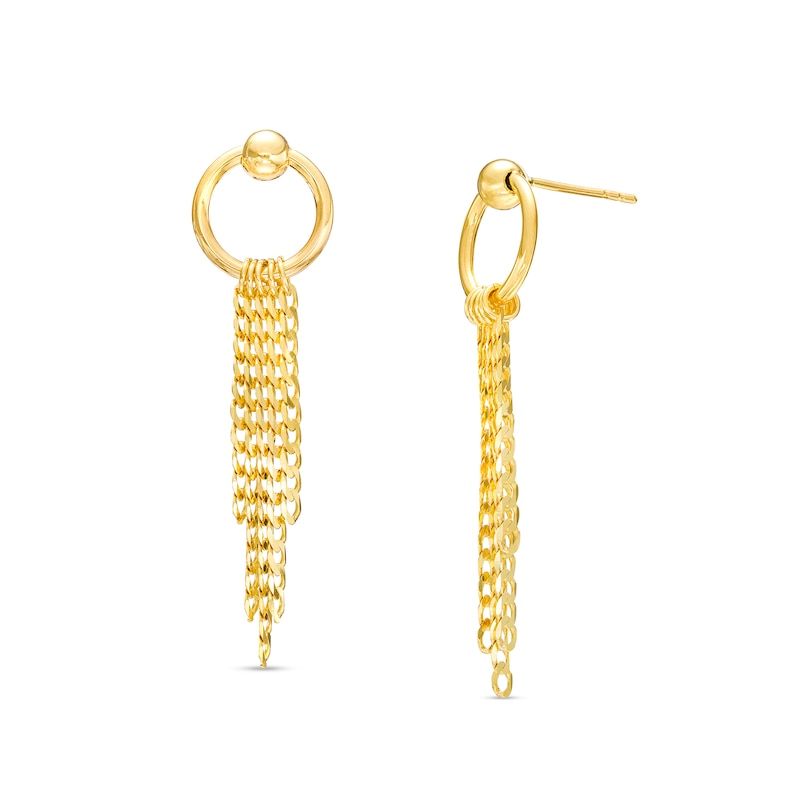 Curb Chain Tassel Drop Earrings in 10K Gold|Peoples Jewellers