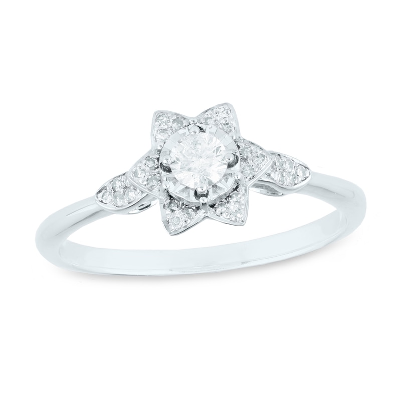 0.25 CT. T.W. Diamond Flower Engagement Ring in 10K White Gold