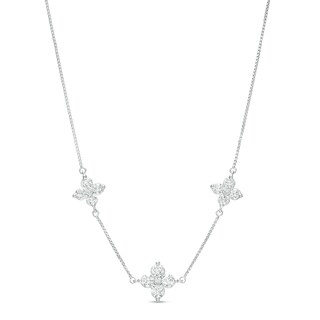 1.00 CT. T.W. Certified Lab-Created Diamond Flower Station Necklace in 14K White Gold (F/SI2)