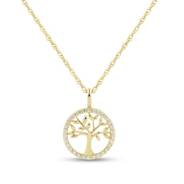 0.10 CT. T.W. Diamond Family Tree Pendant in 10K Gold