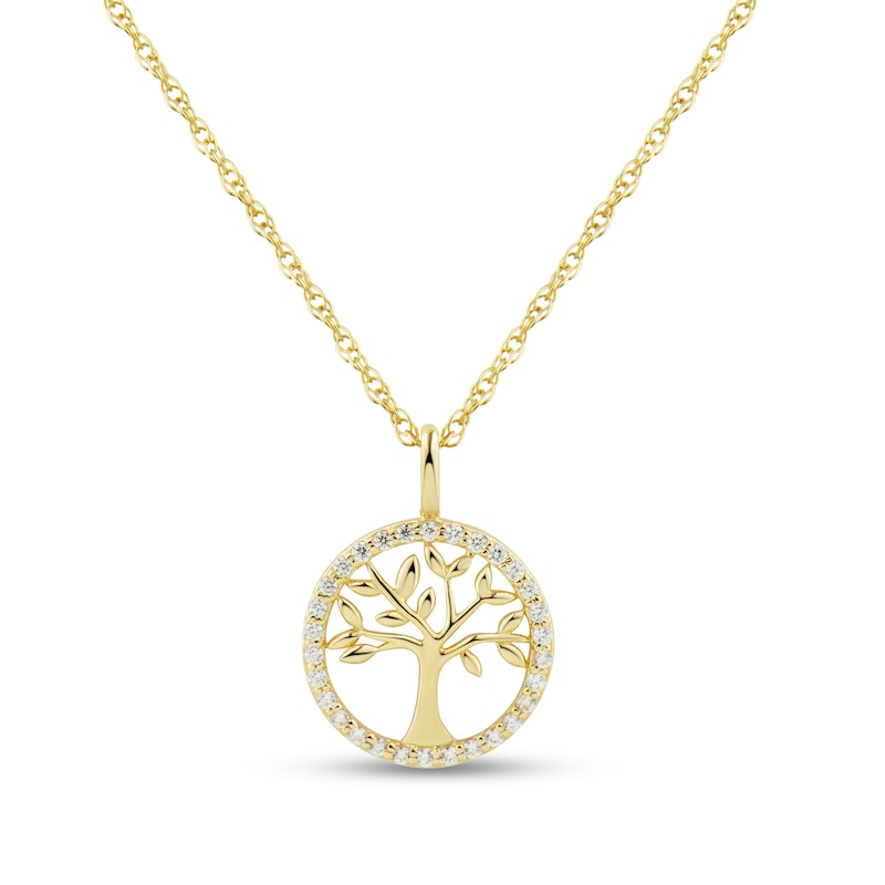 Main Image 1 of 0.10 CT. T.W. Diamond Family Tree Pendant in 10K Gold
