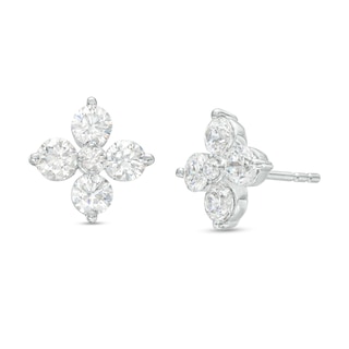 1.00 CT. T.W. Certified Lab-Created Diamond Flower Stud Earrings in 14K White Gold (F/SI2)