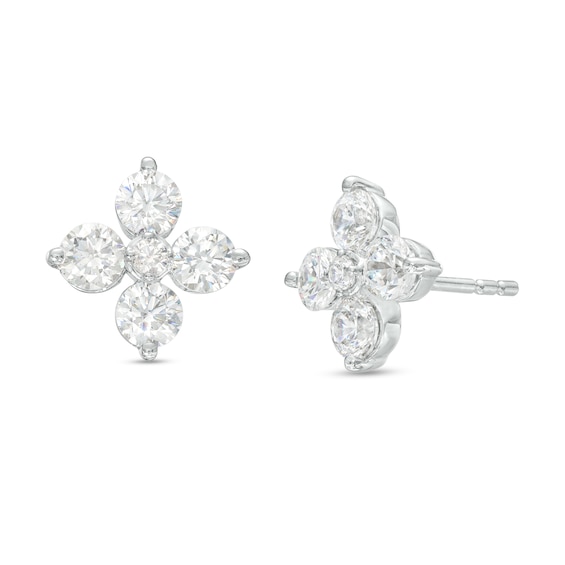 1.00 CT. T.W. Certified Lab-Created Diamond Flower Stud Earrings in 14K White Gold (F/SI2)