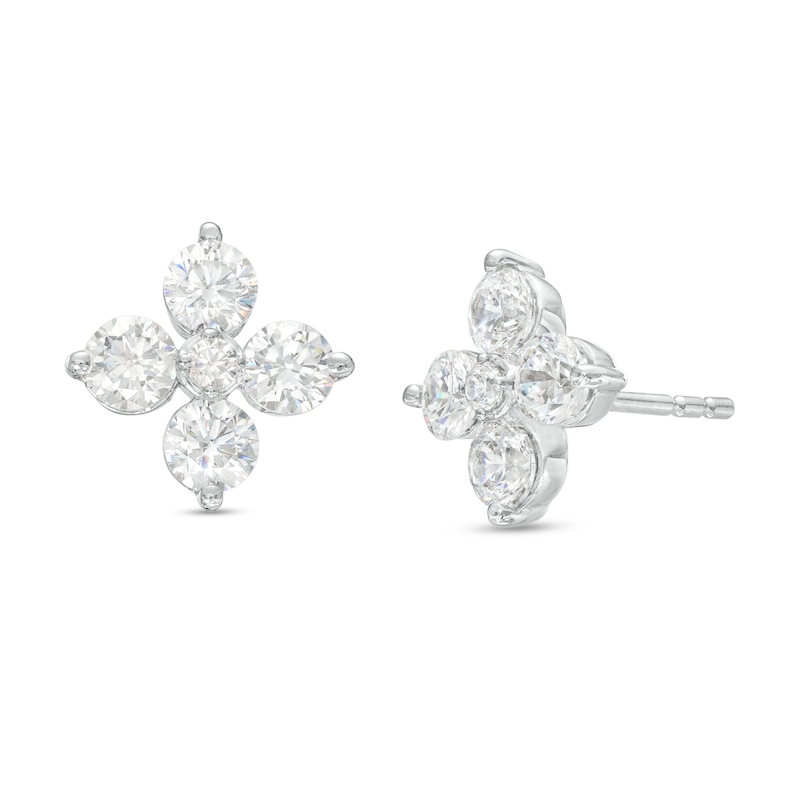 Main Image 1 of 1.00 CT. T.W. Certified Lab-Grown Diamond Flower Stud Earrings in 14K White Gold (F/SI2)