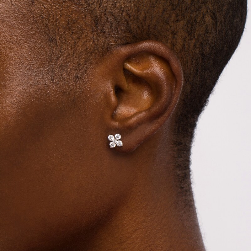 Main Image 2 of 1.00 CT. T.W. Certified Lab-Grown Diamond Flower Stud Earrings in 14K White Gold (F/SI2)