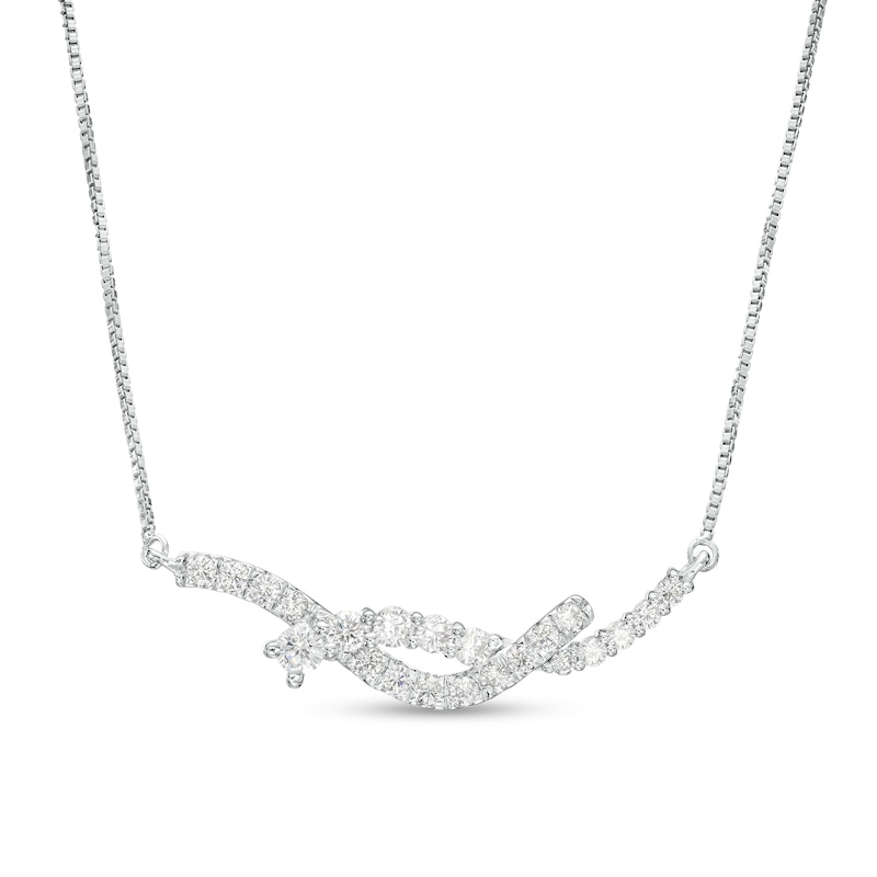 0.50 CT. T.W. Journey Certified Lab-Created Diamond Overlay Necklace in 14K White Gold (F/SI2)|Peoples Jewellers