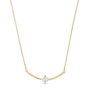 0.25 CT. Certified Lab-Created Diamond Solitaire Curved Bar Necklace in 14K Gold (F/SI2)