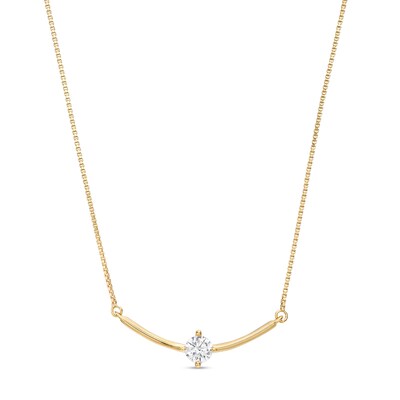 0.25 CT. Certified Lab-Created Diamond Solitaire Curved Bar Necklace in 14K Gold (F/SI2)