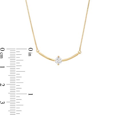 0.25 CT. Certified Lab-Created Diamond Solitaire Curved Bar Necklace in 14K Gold (F/SI2)