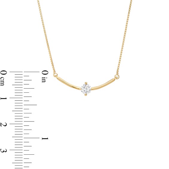 0.25 CT. Certified Lab-Created Diamond Solitaire Curved Bar Necklace in 14K Gold (F/SI2)