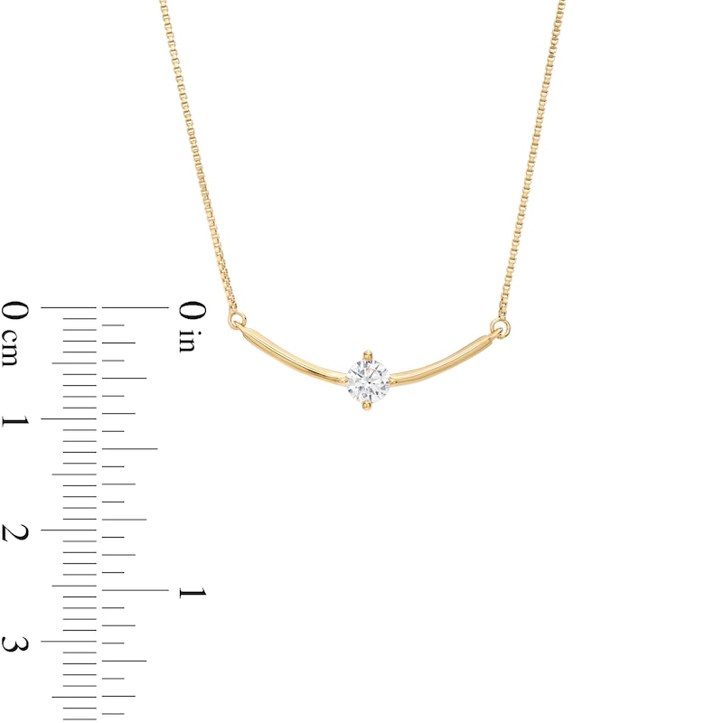 0.25 CT. Certified Lab-Created Diamond Solitaire Curved Bar Necklace in 14K Gold (F/SI2)