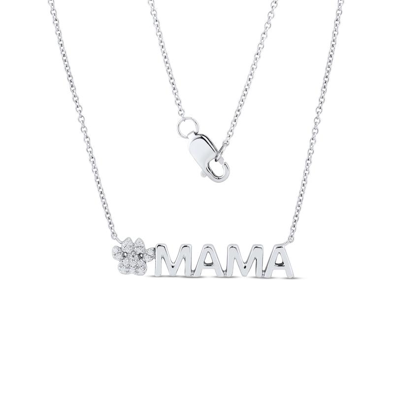 Diamond Accent Paw Print "MAMA" Necklace in Sterling Silver – 17.75"|Peoples Jewellers