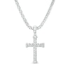 Thumbnail Image 1 of Men's 0.12 CT. T.W. Diamond Weave Cross Pendant in Sterling Silver – 22"
