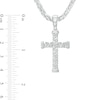 Thumbnail Image 2 of Men's 0.12 CT. T.W. Diamond Weave Cross Pendant in Sterling Silver – 22"