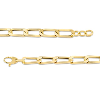 6.0mm Paper Clip-Style Chain Link Bracelet in 18K Gold - 7.25"