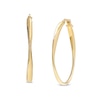 Italian Gold 22.5mm Diamond-Cut Twist Flat Tube Oval Hoop Earrings in 18K Gold