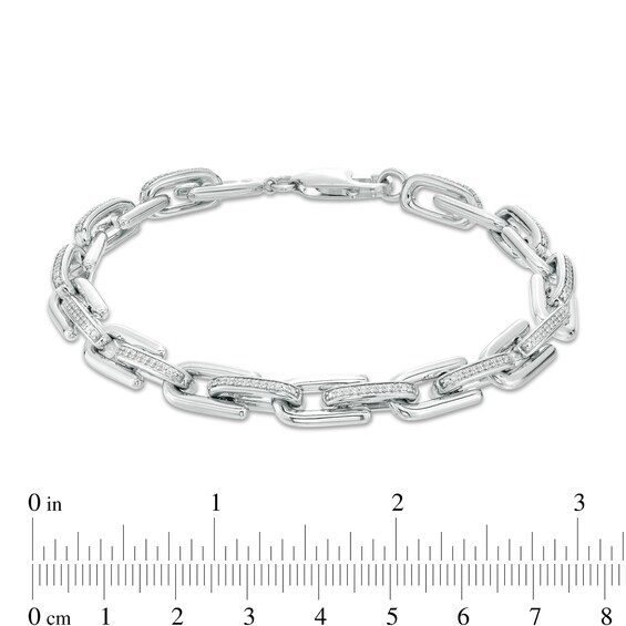 Men's 0.50 CT. T.W. Diamond Link Chain Bracelet in Sterling Silver – 8.5"