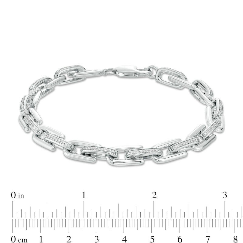 Men's 0.50 CT. T.W. Diamond Link Chain Bracelet in Sterling Silver – 8.5"