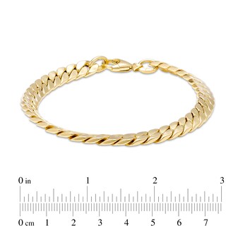 7.0mm Flat Curb Chain Link Bracelet in 18K Gold - 7.26"