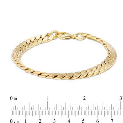 7.0mm Flat Curb Chain Link Bracelet in 18K Gold - 7.26"