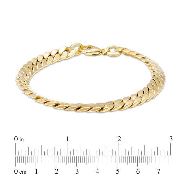 7.0mm Flat Curb Chain Link Bracelet in 18K Gold - 7.26"