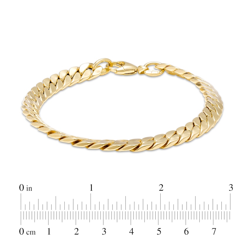 Italian Gold 7.0mm Flat Curb Chain Link Bracelet in 18K Gold - 7.26"|Peoples Jewellers