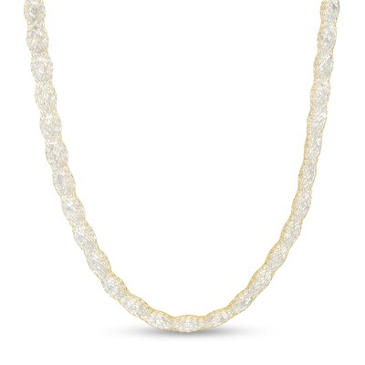Briolette Cubic Zirconia Mesh Chain Necklace in 14K Gold