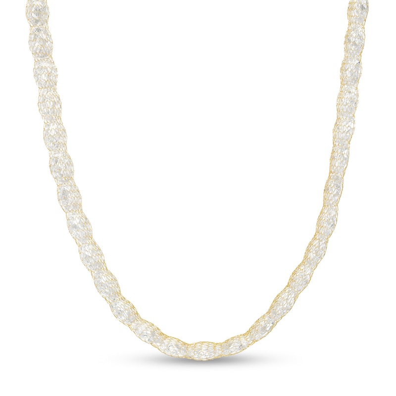 Briolette Cubic Zirconia Mesh Chain Necklace in 14K Gold|Peoples Jewellers