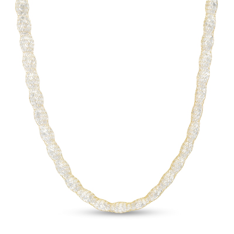 Briolette Cubic Zirconia Mesh Chain Necklace in 14K Gold