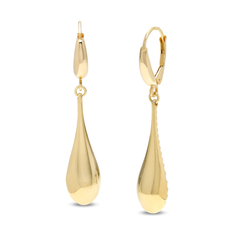 Italian Gold High-Polish Teardrop Earrings in 18K Gold|Peoples Jewellers