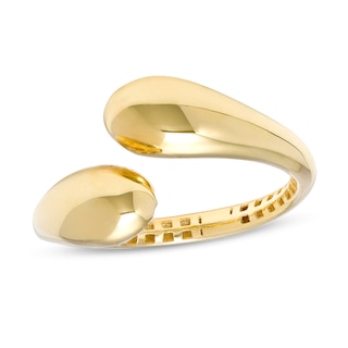 High-Polish Double Teardrop Bypass Ring in 18K Gold - Size 7