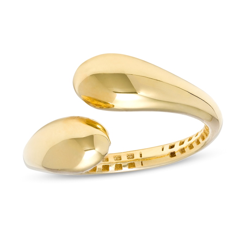 Italian Gold High-Polish Double Teardrop Bypass Ring in 18K Gold