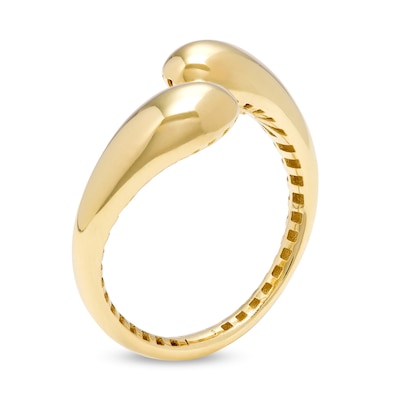 High-Polish Double Teardrop Bypass Ring in 18K Gold - Size 7