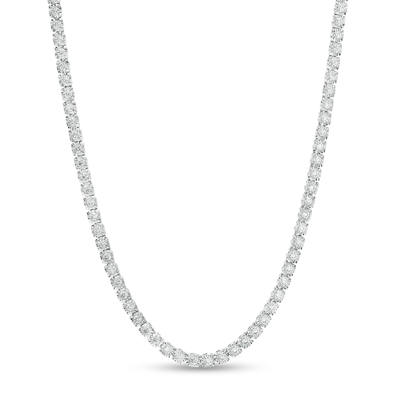 Men's 5.00 CT. T.W. Certified Lab-Created Diamond Tennis Necklace in 14K White Gold (F/SI2) - 22"|Peoples Jewellers