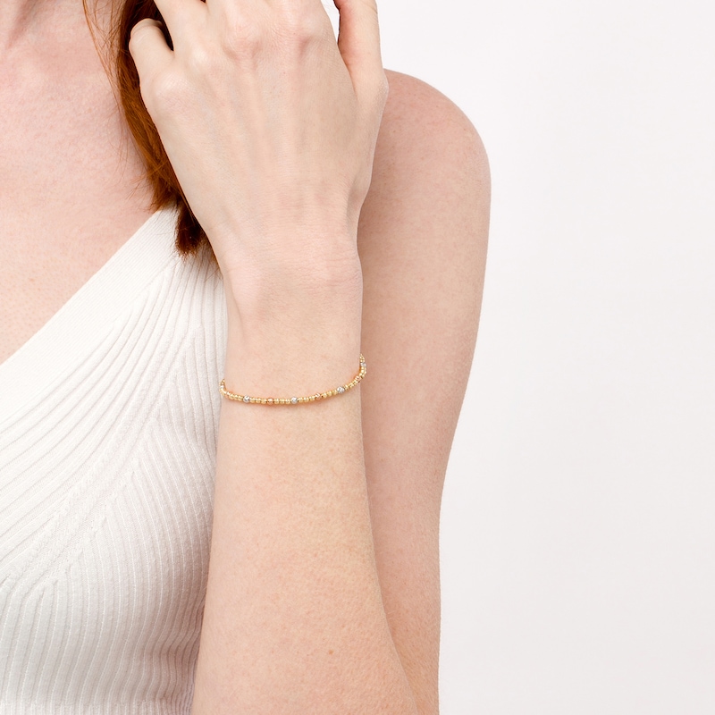 Main Image 2 of Diamond-Cut Brilliance Bead Station Bracelet in 18K Gold