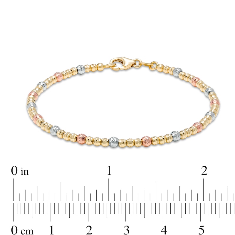 Italian Gold Diamond-Cut Brilliance Bead Station Bracelet in 18K Gold|Peoples Jewellers