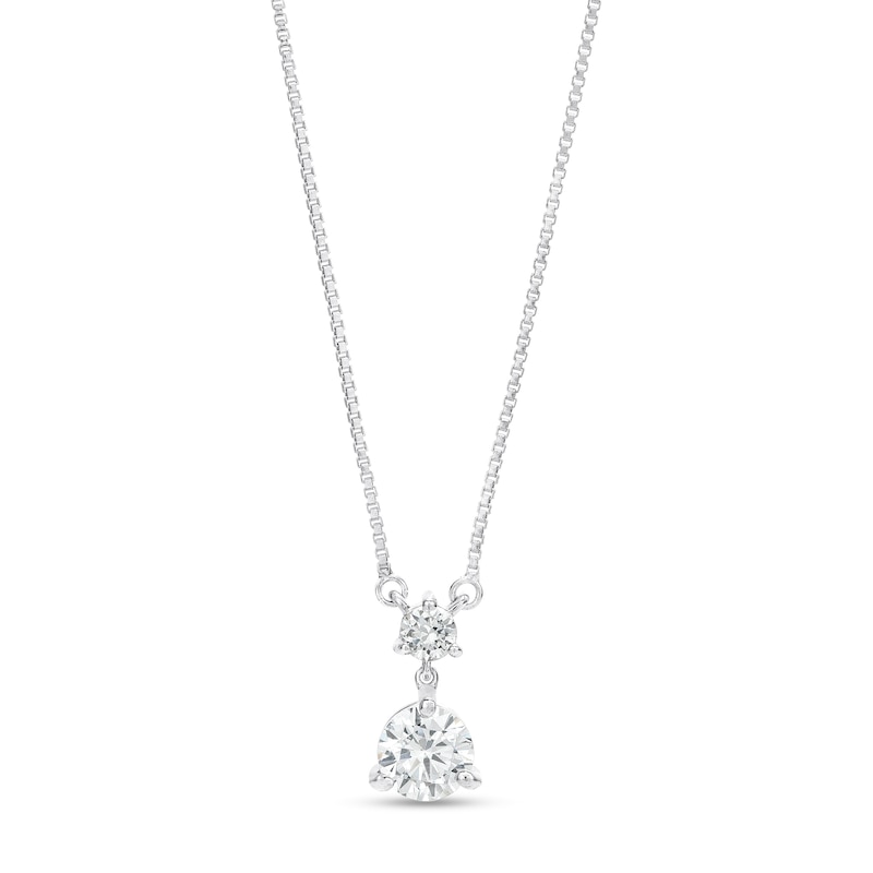 0.60 CT. T.W. Certified Lab-Created Diamond Stacked Drop Necklace in 14K White Gold (F/SI2)|Peoples Jewellers