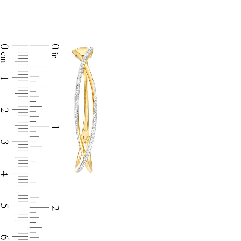 0.25 CT. T.W. Diamond Criss-Cross Open Hoop Earrings in 10K Gold