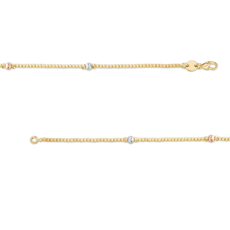 Italian Gold Diamond-Cut 3.0mm Station Brilliance Beads Chain Necklace in 18K Gold – 16.5"