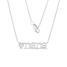 Diamond Accent Heart &quot;nana&quot; Necklace in Sterling Silver – 17.75&quot;