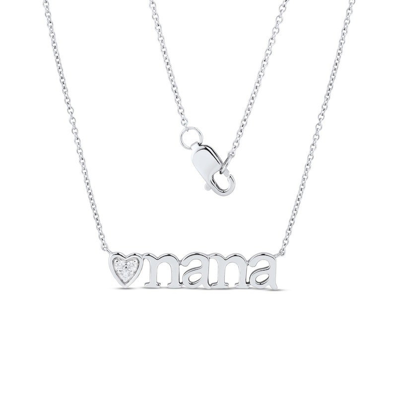Diamond Accent Heart "nana" Necklace in Sterling Silver – 17.75"