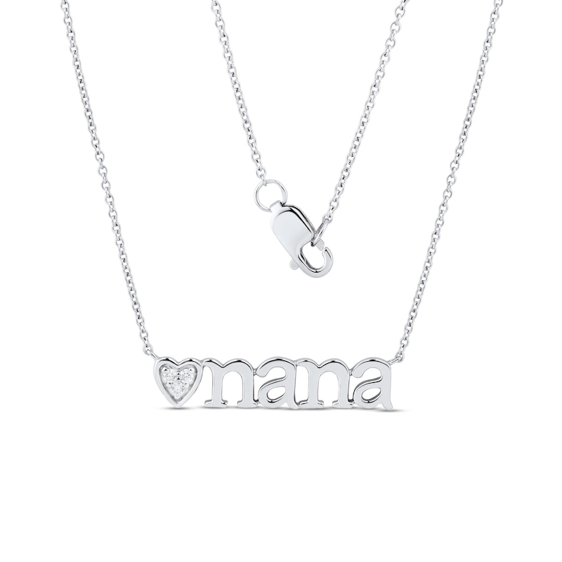 Main Image 1 of Diamond Accent Heart "nana" Necklace in Sterling Silver – 17.75"