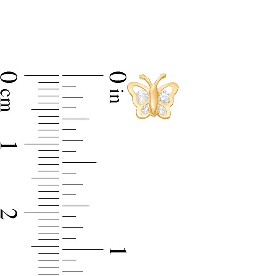 Cubic Zirconia Butterfly Stud Earrings in 14K Gold