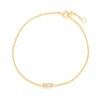 Thumbnail Image 1 of 0.06 CT. T.W. Baguette Diamond Five Stone Dainty Bar Bracelet in Sterling Silver with 14K Gold Plate – 6.75"