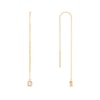 Thumbnail Image 1 of 0.10 CT. T.W. Diamond Bezel Solitaire Chain Threader Earrings in Sterling Silver with 14K Gold Plate